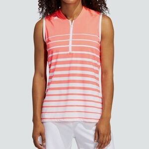 Adidas Women Golf ENGINEERED STRIPE SLEEVELESS POLO SHIRT